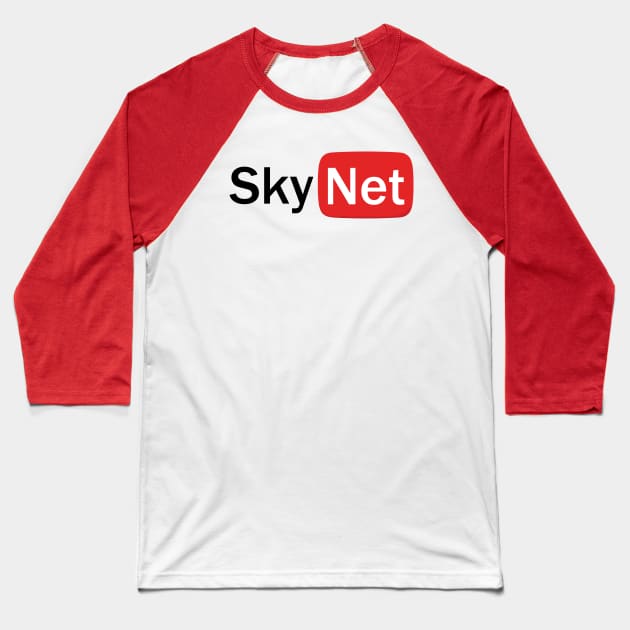 Skynet YouTube Logo Baseball T-Shirt by DylanCampbell